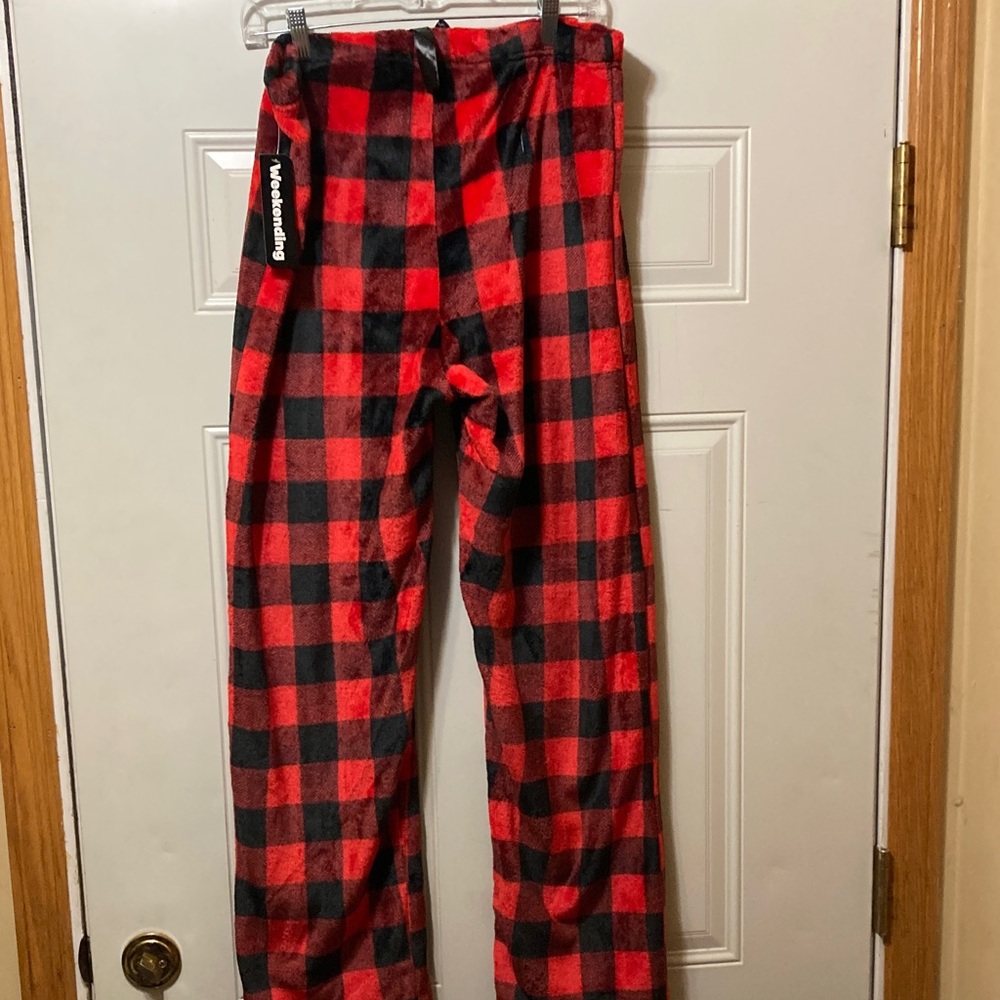 Red‎ & Black Buffalo Plaid Fleece Lounge Pants XL NWT